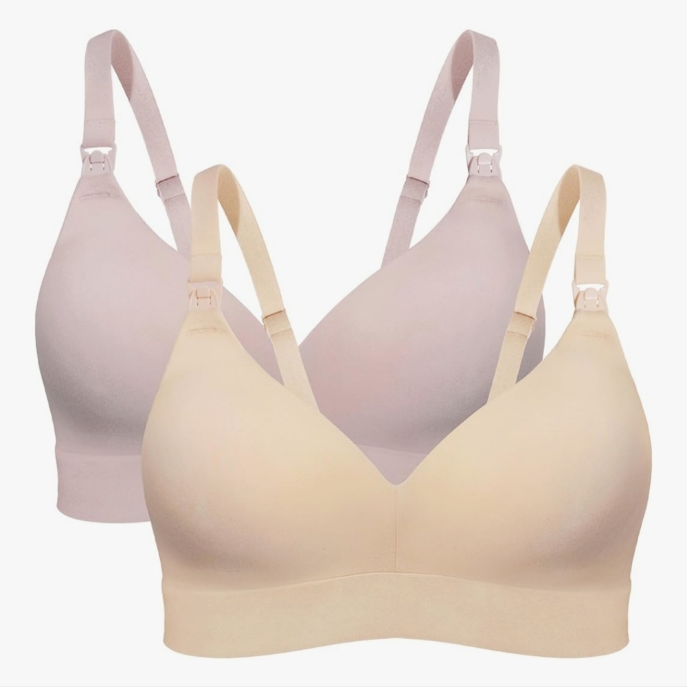 Seamless Wireless Nursing Bra - Beige and Light Pink
